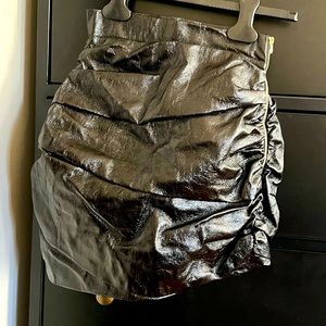 Princess Polly black faux leather ruched mini skirt XXS